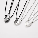 2Pcs/Lot Magnetic Couple Necklace Friendship Heart Pendant Distance Faceted Charm Necklace Women Valentine's Day Gift 2021 daiiibabyyy