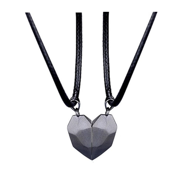 2Pcs/Lot Magnetic Couple Necklace Friendship Heart Pendant Distance Faceted Charm Necklace Women Valentine's Day Gift 2021 daiiibabyyy