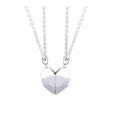 2Pcs/Lot Magnetic Couple Necklace Friendship Heart Pendant Distance Faceted Charm Necklace Women Valentine's Day Gift 2021 daiiibabyyy