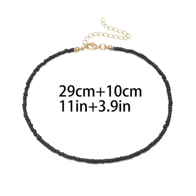 Bohemian White And BlueSeed Bead Flower Choker Necklace Statement Short Collar Clavicle Chain Necklace For Women Jewelry Bijoux daiiibabyyy