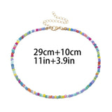 Bohemian White And BlueSeed Bead Flower Choker Necklace Statement Short Collar Clavicle Chain Necklace For Women Jewelry Bijoux daiiibabyyy