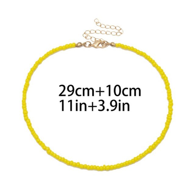 Bohemian White And BlueSeed Bead Flower Choker Necklace Statement Short Collar Clavicle Chain Necklace For Women Jewelry Bijoux daiiibabyyy