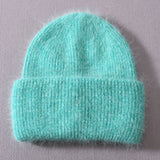 Casual Women's Hats Cashmere Wool Knitted Beanies Autumn Winter Brand New Three Fold Thick 2020 Knitted Girls Skullies Beanies daiiibabyyy