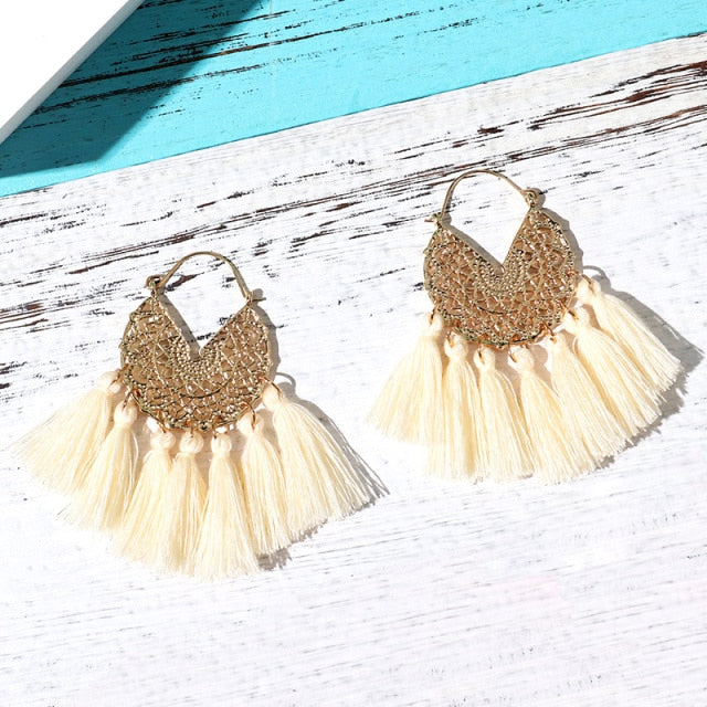 Bohemia Korean Big Tassel Earrings for Women Geometric Statement Earring Jewelry Gift Orecchini Pendientes Mujer Weekend Party daiiibabyyy