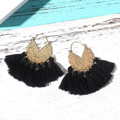 Bohemia Korean Big Tassel Earrings for Women Geometric Statement Earring Jewelry Gift Orecchini Pendientes Mujer Weekend Party daiiibabyyy