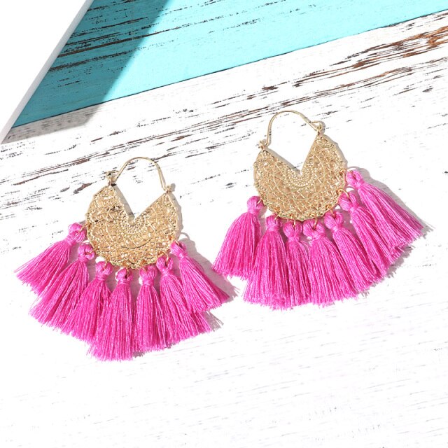 Bohemia Korean Big Tassel Earrings for Women Geometric Statement Earring Jewelry Gift Orecchini Pendientes Mujer Weekend Party daiiibabyyy