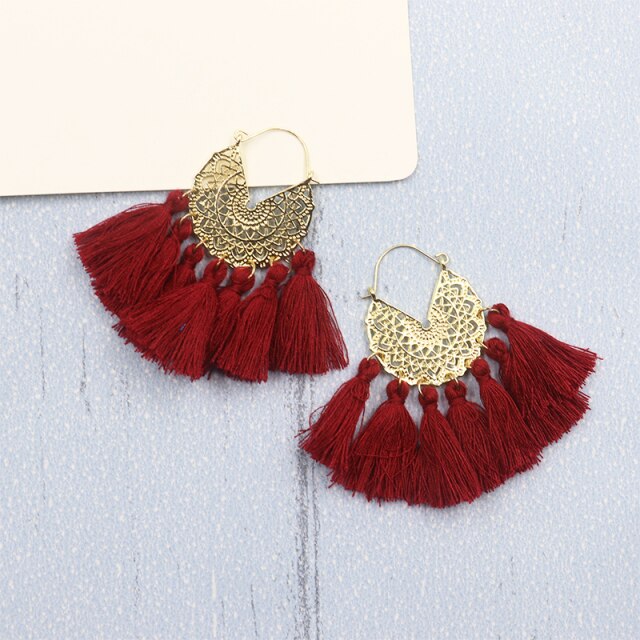 Bohemia Korean Big Tassel Earrings for Women Geometric Statement Earring Jewelry Gift Orecchini Pendientes Mujer Weekend Party daiiibabyyy
