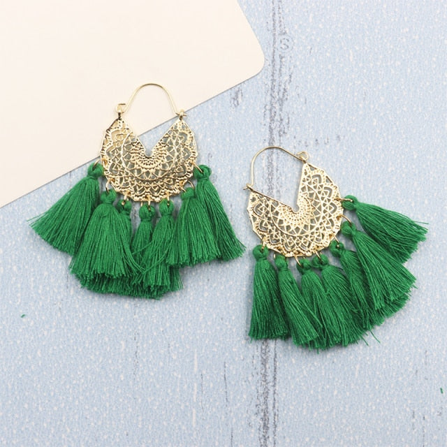 Bohemia Korean Big Tassel Earrings for Women Geometric Statement Earring Jewelry Gift Orecchini Pendientes Mujer Weekend Party daiiibabyyy