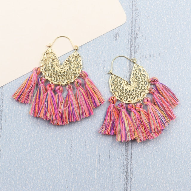 Bohemia Korean Big Tassel Earrings for Women Geometric Statement Earring Jewelry Gift Orecchini Pendientes Mujer Weekend Party daiiibabyyy