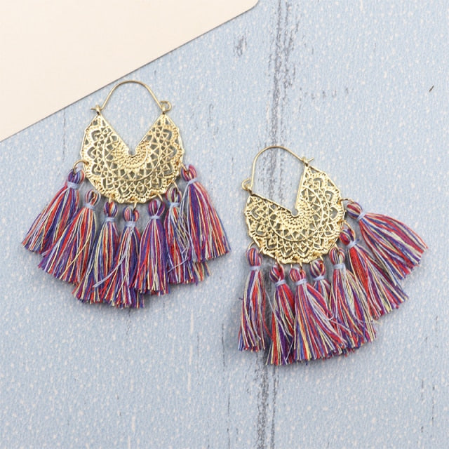 Bohemia Korean Big Tassel Earrings for Women Geometric Statement Earring Jewelry Gift Orecchini Pendientes Mujer Weekend Party daiiibabyyy