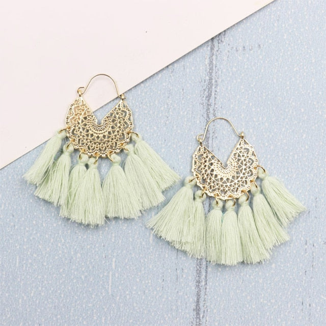 Bohemia Korean Big Tassel Earrings for Women Geometric Statement Earring Jewelry Gift Orecchini Pendientes Mujer Weekend Party daiiibabyyy