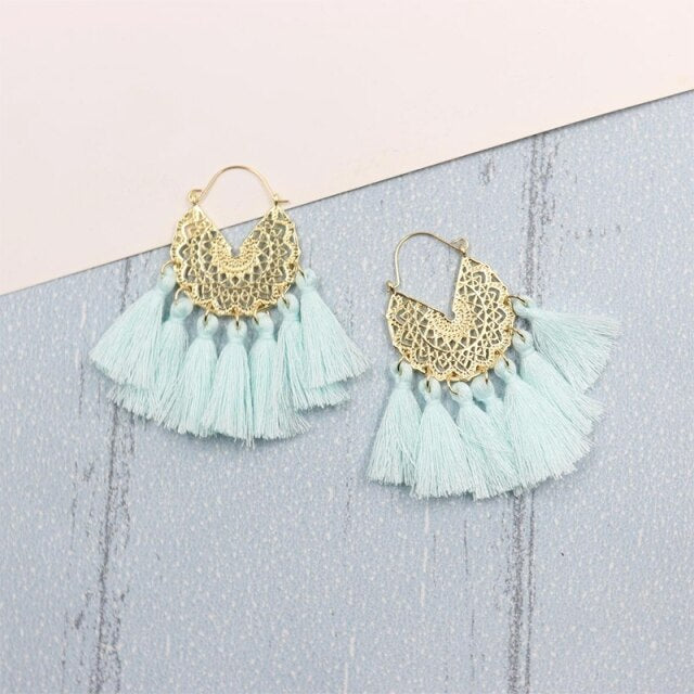 Bohemia Korean Big Tassel Earrings for Women Geometric Statement Earring Jewelry Gift Orecchini Pendientes Mujer Weekend Party daiiibabyyy