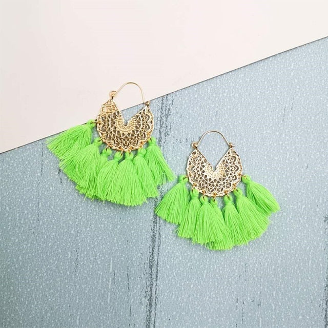 Bohemia Korean Big Tassel Earrings for Women Geometric Statement Earring Jewelry Gift Orecchini Pendientes Mujer Weekend Party daiiibabyyy