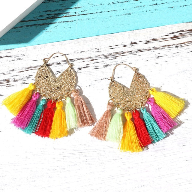 Bohemia Korean Big Tassel Earrings for Women Geometric Statement Earring Jewelry Gift Orecchini Pendientes Mujer Weekend Party daiiibabyyy