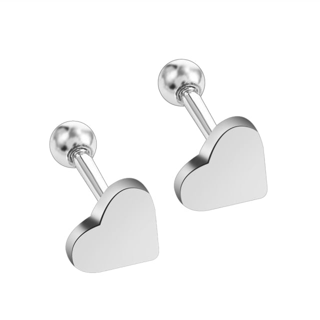 2pcs Piercing Jewelry Tragus Stud Earrings Cartilage Helix Heart Shape Ear Studs  women Party Jewelry daiiibabyyy