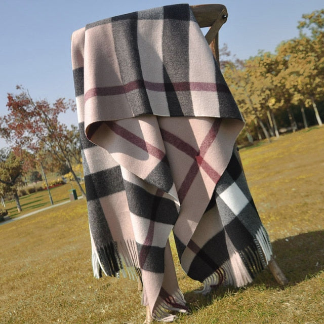 Autumn and Winter New Scarf Female British Bagh Bristled Cashmere Scarf Shawl Dual-use Thick Couple Scarf daiiibabyyy