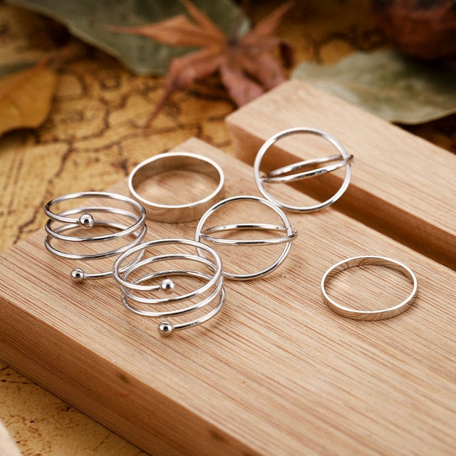 4pcs/set Opening Ring Set  Metal Adjustable Initials Geometry Alphabet Female Creative Finger Punk Rings Gothic Party Jewelry daiiibabyyy