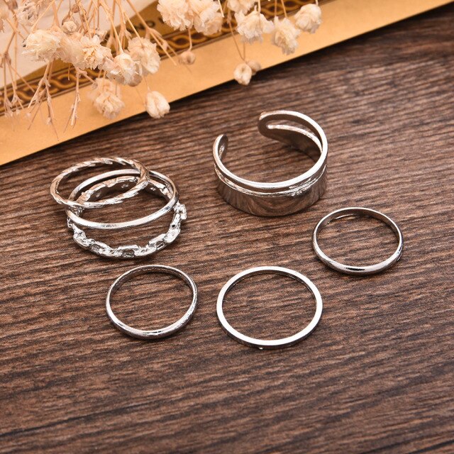 4pcs/set Opening Ring Set  Metal Adjustable Initials Geometry Alphabet Female Creative Finger Punk Rings Gothic Party Jewelry daiiibabyyy