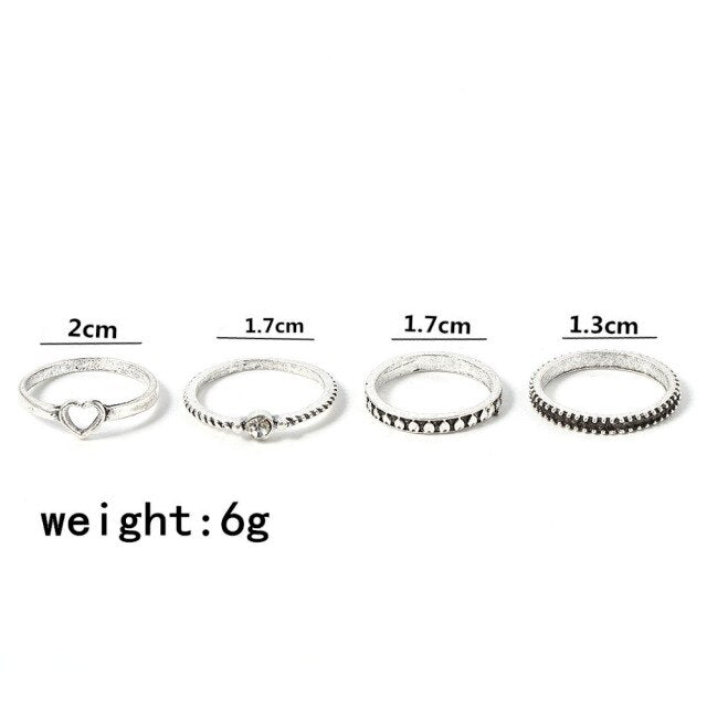 4pcs/set Opening Ring Set  Metal Adjustable Initials Geometry Alphabet Female Creative Finger Punk Rings Gothic Party Jewelry daiiibabyyy
