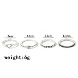 4pcs/set Opening Ring Set  Metal Adjustable Initials Geometry Alphabet Female Creative Finger Punk Rings Gothic Party Jewelry daiiibabyyy