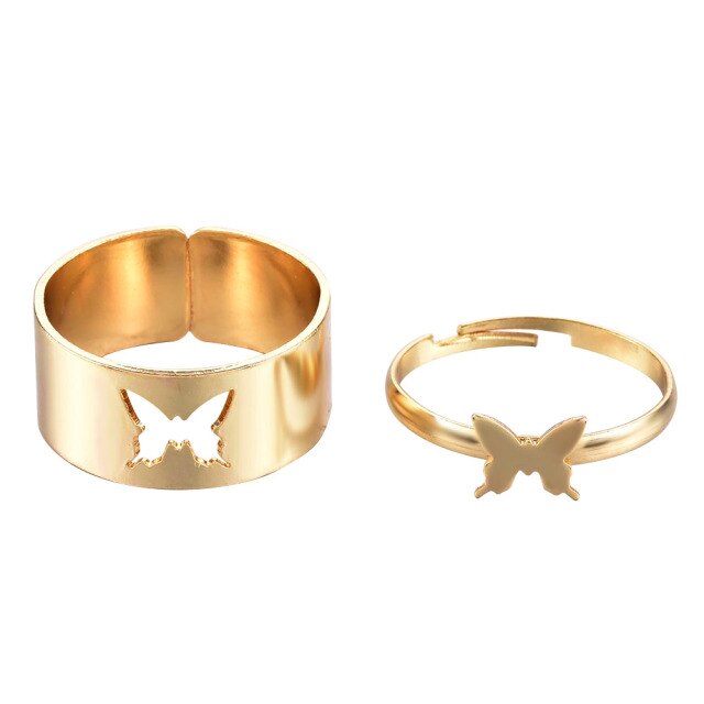 4pcs/set Opening Ring Set  Metal Adjustable Initials Geometry Alphabet Female Creative Finger Punk Rings Gothic Party Jewelry daiiibabyyy