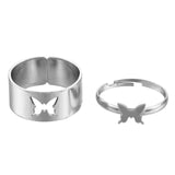 4pcs/set Opening Ring Set  Metal Adjustable Initials Geometry Alphabet Female Creative Finger Punk Rings Gothic Party Jewelry daiiibabyyy