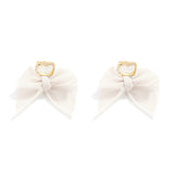 AENSOA 2021 New Jewelry Korean Sweet Black White Bowknot Women Earrings Sweet Fabric Lace Bow Fashion Drop Earrings Jewelry Gift daiiibabyyy