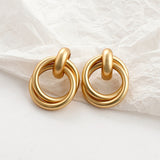 AENSOA 2021 New Gold Color Earrings for Women Multiple Trendy Round Geometric Drop Statement Earring Fashion Matted Gold Jewelry daiiibabyyy
