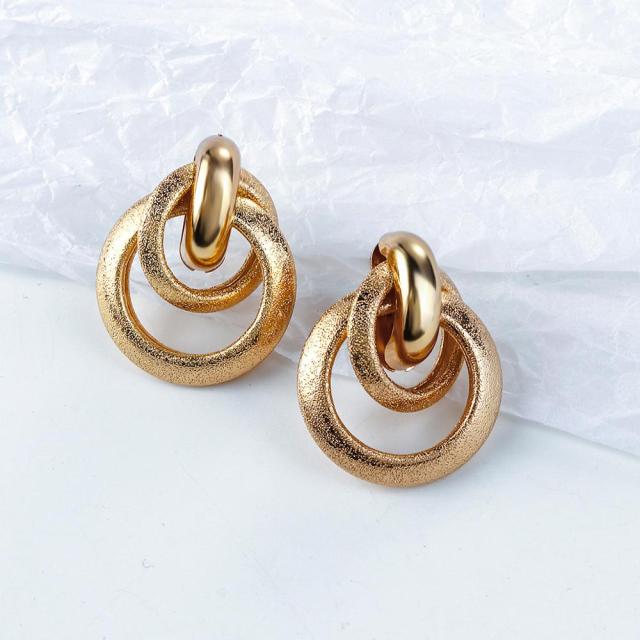 AENSOA 2021 New Gold Color Earrings for Women Multiple Trendy Round Geometric Drop Statement Earring Fashion Matted Gold Jewelry daiiibabyyy