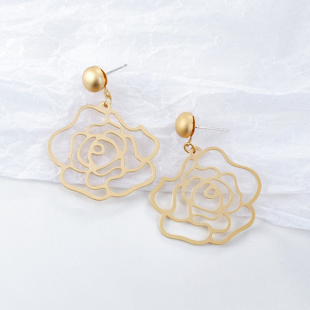 AENSOA 2021 New Gold Color Earrings for Women Multiple Trendy Round Geometric Drop Statement Earring Fashion Matted Gold Jewelry daiiibabyyy