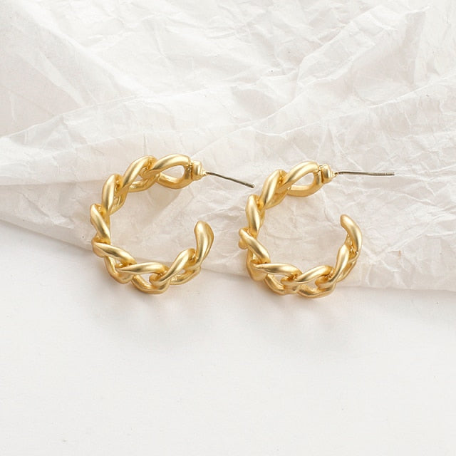 AENSOA 2021 New Gold Color Earrings for Women Multiple Trendy Round Geometric Drop Statement Earring Fashion Matted Gold Jewelry daiiibabyyy