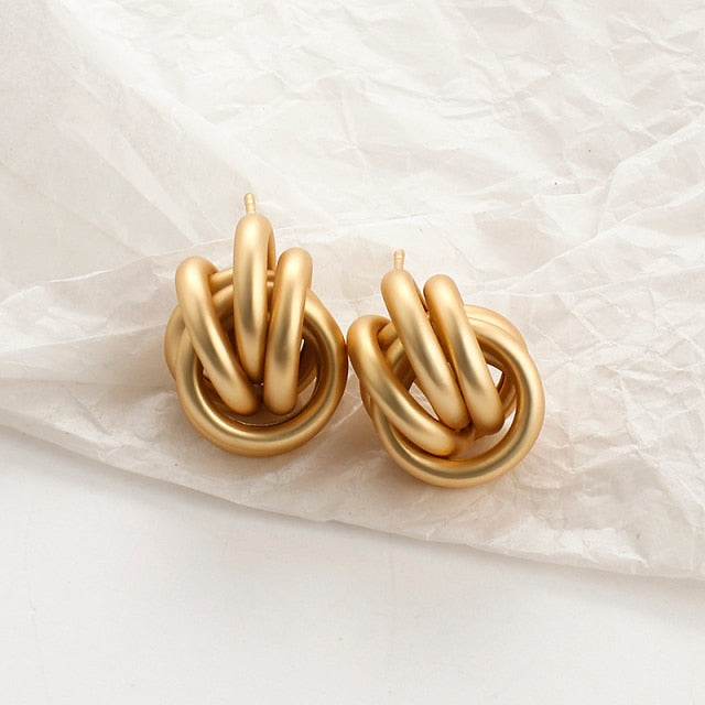 AENSOA 2021 New Gold Color Earrings for Women Multiple Trendy Round Geometric Drop Statement Earring Fashion Matted Gold Jewelry daiiibabyyy