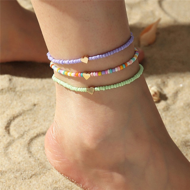 Bohemian Turkish Eyes Beads Anklets For Women Summer Ocean Beach Accessories Evil Eye Pendant Ankle Bracelet Jewelry Gift daiiibabyyy