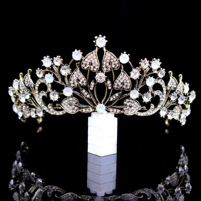 bride retro black crystal crown queen tiara brides wedding jewelry hair accessories daiiibabyyy