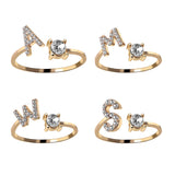 A-Z Letter Gold Color Metal Adjustable Opening Rings For Women Initials Name Alphabet Creative Finger Ring Trendy Party Jewelry daiiibabyyy