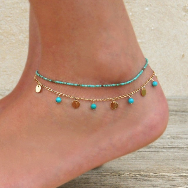 4pcs New Black Feather Lotus Anklets For Women Fashion Heart Charm Boho Bangles for Women Wrist Chain Bracelets Party Jewelry daiiibabyyy