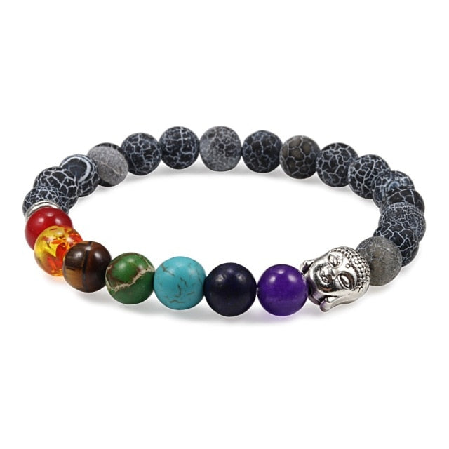 7 Chakra Bracelet Natural Lava Stone Wooden Bead Pendant Bracelets Bangles Buddha Prayer Healing Balance Charm Yoga Jewelry Gift daiiibabyyy