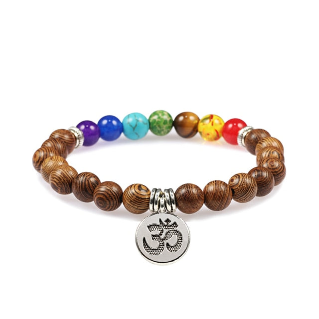7 Chakra Bracelet Natural Lava Stone Wooden Bead Pendant Bracelets Bangles Buddha Prayer Healing Balance Charm Yoga Jewelry Gift daiiibabyyy