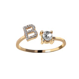 A-Z Letter Gold Color Metal Adjustable Opening Rings For Women Initials Name Alphabet Creative Finger Ring Trendy Party Jewelry daiiibabyyy