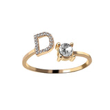 A-Z Letter Gold Color Metal Adjustable Opening Rings For Women Initials Name Alphabet Creative Finger Ring Trendy Party Jewelry daiiibabyyy