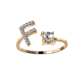 A-Z Letter Gold Color Metal Adjustable Opening Rings For Women Initials Name Alphabet Creative Finger Ring Trendy Party Jewelry daiiibabyyy