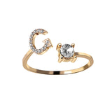 A-Z Letter Gold Color Metal Adjustable Opening Rings For Women Initials Name Alphabet Creative Finger Ring Trendy Party Jewelry daiiibabyyy