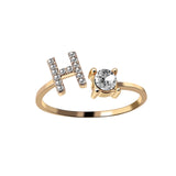 A-Z Letter Gold Color Metal Adjustable Opening Rings For Women Initials Name Alphabet Creative Finger Ring Trendy Party Jewelry daiiibabyyy