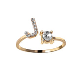 A-Z Letter Gold Color Metal Adjustable Opening Rings For Women Initials Name Alphabet Creative Finger Ring Trendy Party Jewelry daiiibabyyy