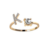 A-Z Letter Gold Color Metal Adjustable Opening Rings For Women Initials Name Alphabet Creative Finger Ring Trendy Party Jewelry daiiibabyyy