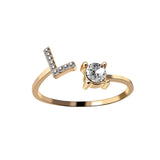 A-Z Letter Gold Color Metal Adjustable Opening Rings For Women Initials Name Alphabet Creative Finger Ring Trendy Party Jewelry daiiibabyyy