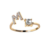 A-Z Letter Gold Color Metal Adjustable Opening Rings For Women Initials Name Alphabet Creative Finger Ring Trendy Party Jewelry daiiibabyyy