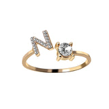 A-Z Letter Gold Color Metal Adjustable Opening Rings For Women Initials Name Alphabet Creative Finger Ring Trendy Party Jewelry daiiibabyyy