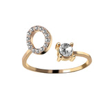 A-Z Letter Gold Color Metal Adjustable Opening Rings For Women Initials Name Alphabet Creative Finger Ring Trendy Party Jewelry daiiibabyyy
