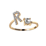A-Z Letter Gold Color Metal Adjustable Opening Rings For Women Initials Name Alphabet Creative Finger Ring Trendy Party Jewelry daiiibabyyy